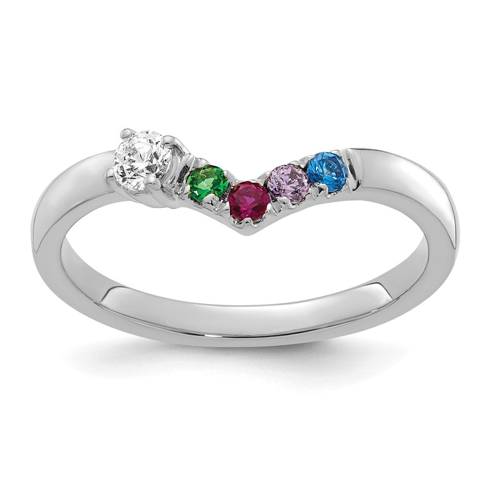 14k White Gold 4 Genuine Birthstone with Diamond Mother's Ring