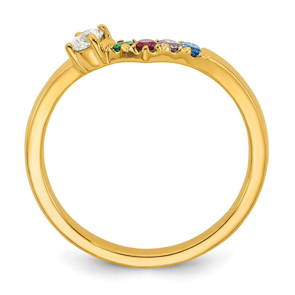 14k 4 Birthstone with Diamond Mother's Ring Mounting