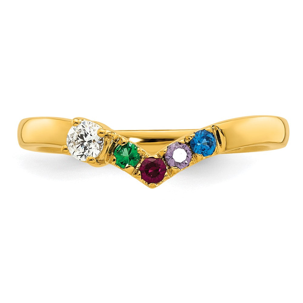 14k 4 Birthstone with Diamond Mother's Ring Mounting
