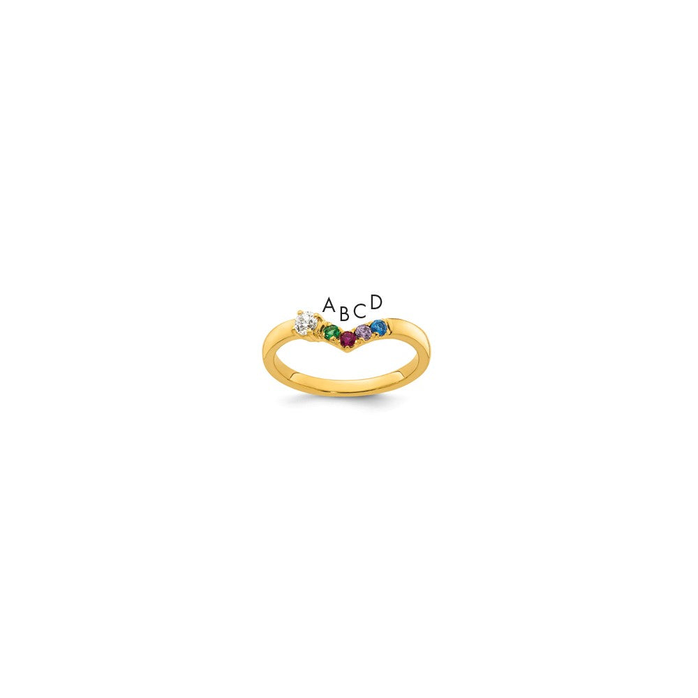 14k 4 Birthstone with Diamond Mother's Ring Mounting