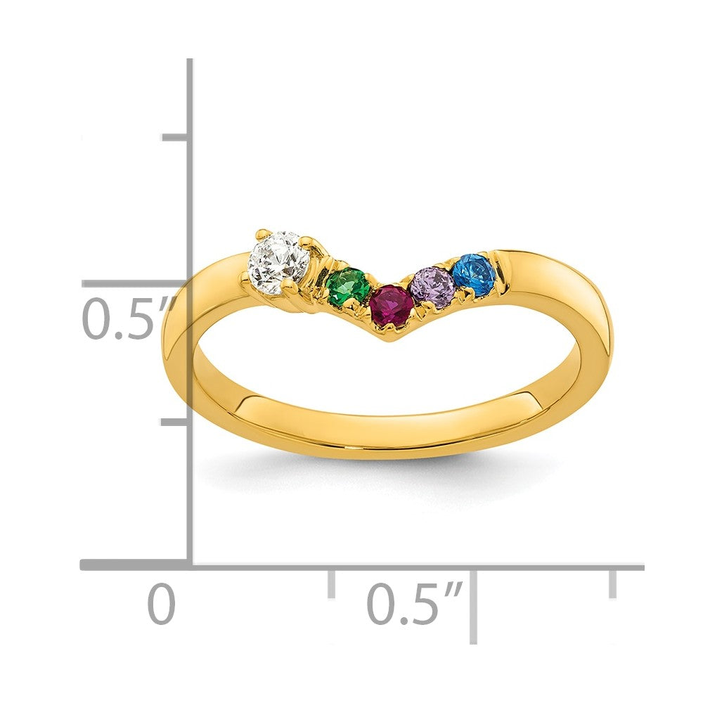 14k 4 Synthetic Birthstone with Diamond Mother's Ring