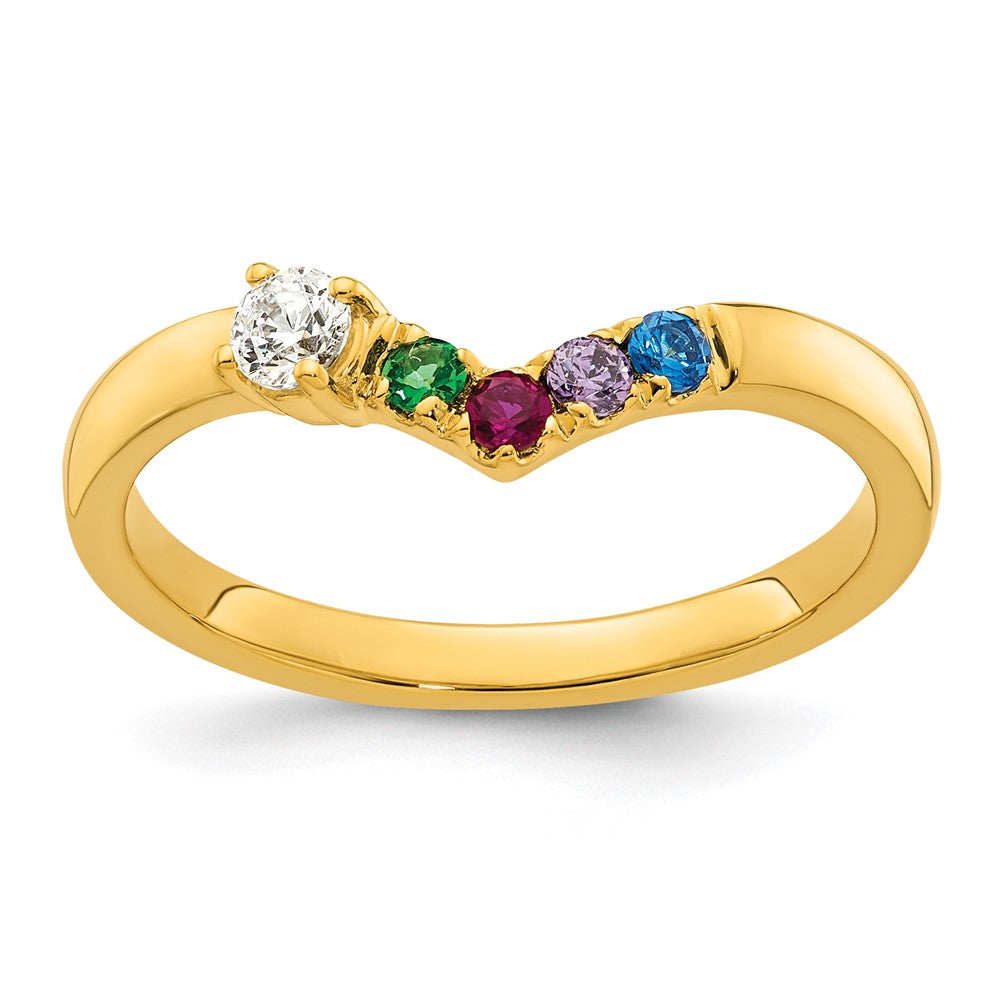 14k 4 Birthstone with Diamond Mother's Ring Mounting