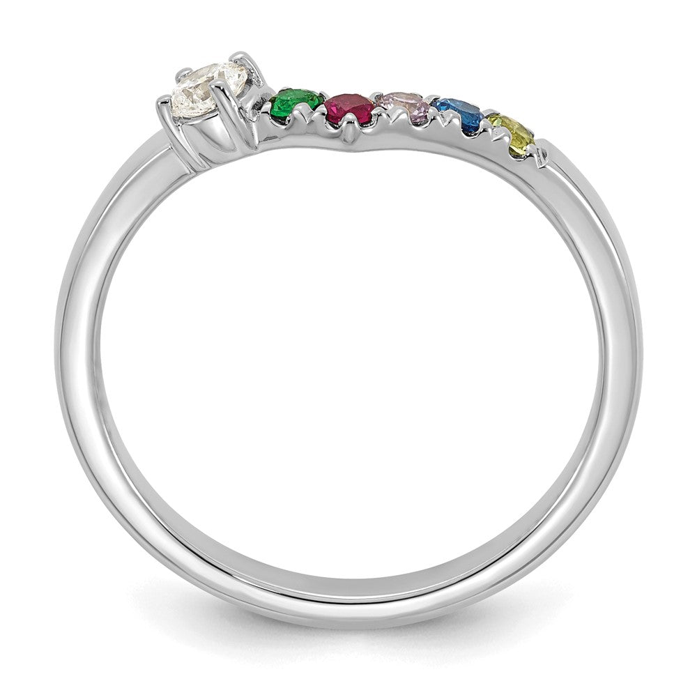 14k White Gold 5 Synthetic Birthstone with Diamond Mother's Ring