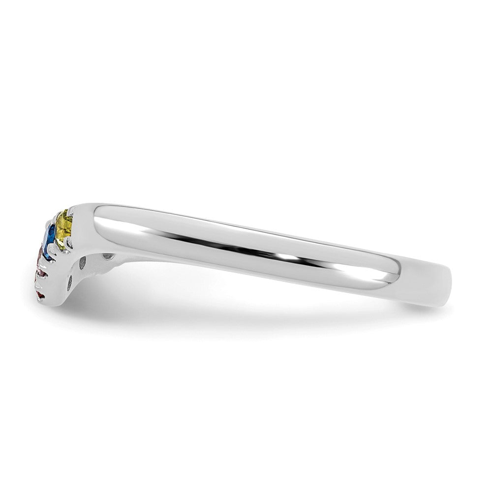 14k White Gold 5 Synthetic Birthstone with Diamond Mother's Ring
