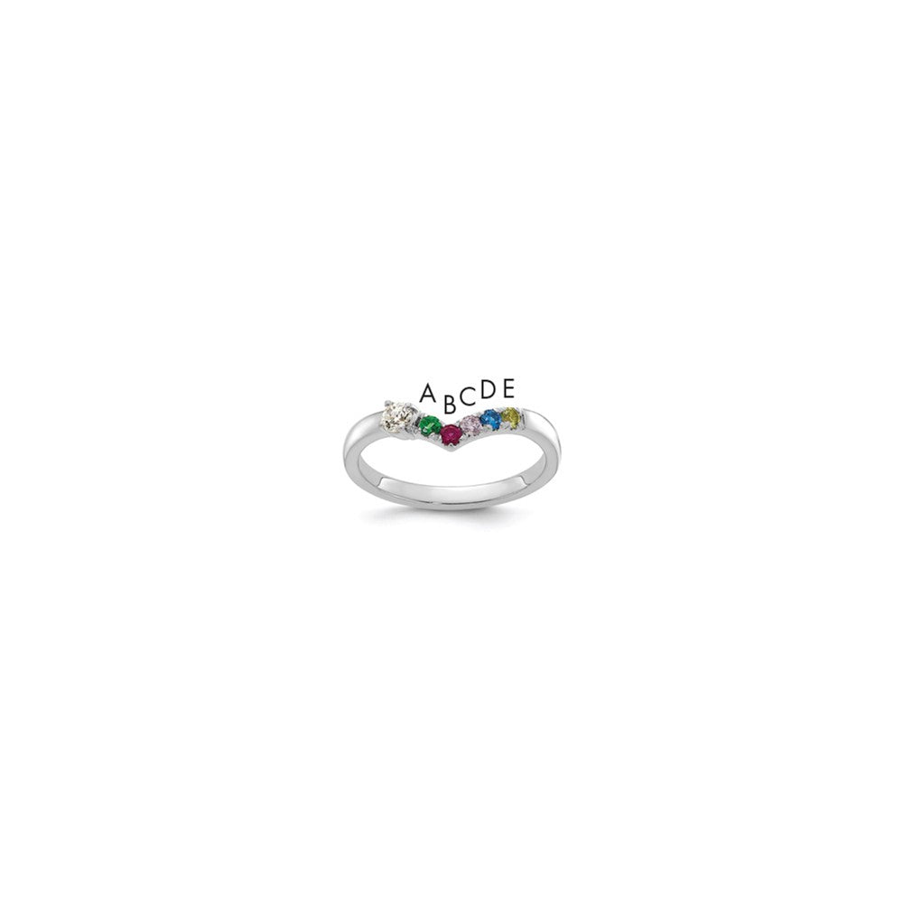 14k White Gold 5 Synthetic Birthstone with Diamond Mother's Ring