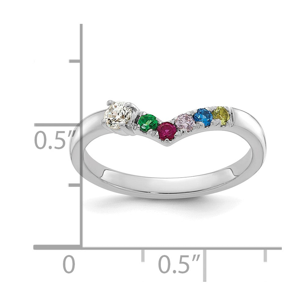 14k WG 5 Birthstone with Diamond with Mother's Ring Mounting