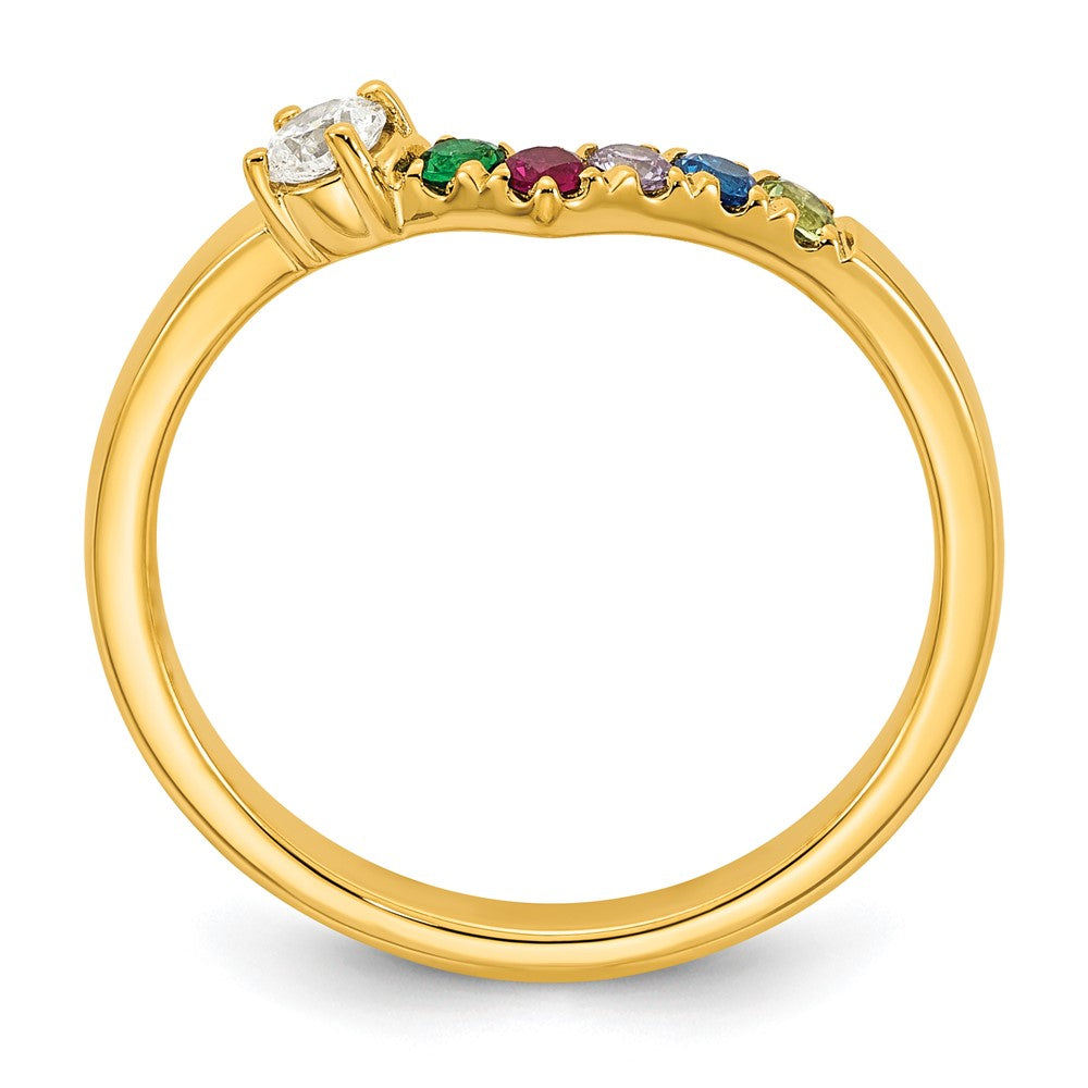 14k 5 Birthstone with Diamond Mother's Ring Mounting
