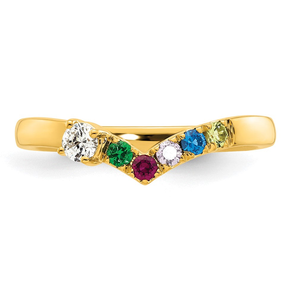 14k 5 Synthetic Birthstone with Diamond Mother's Ring