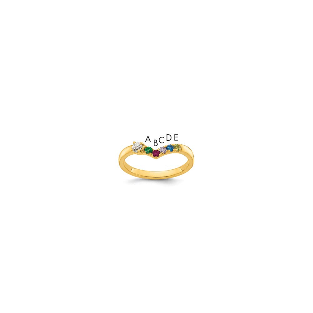 14k 5 Synthetic Birthstone with Diamond Mother's Ring