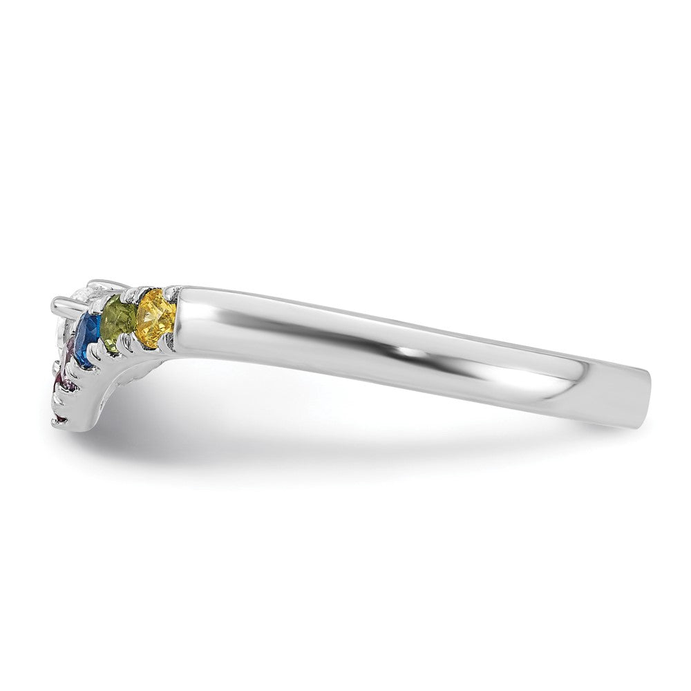 14k White Gold 6 Genuine Birthstone with Diamond Mother's Ring