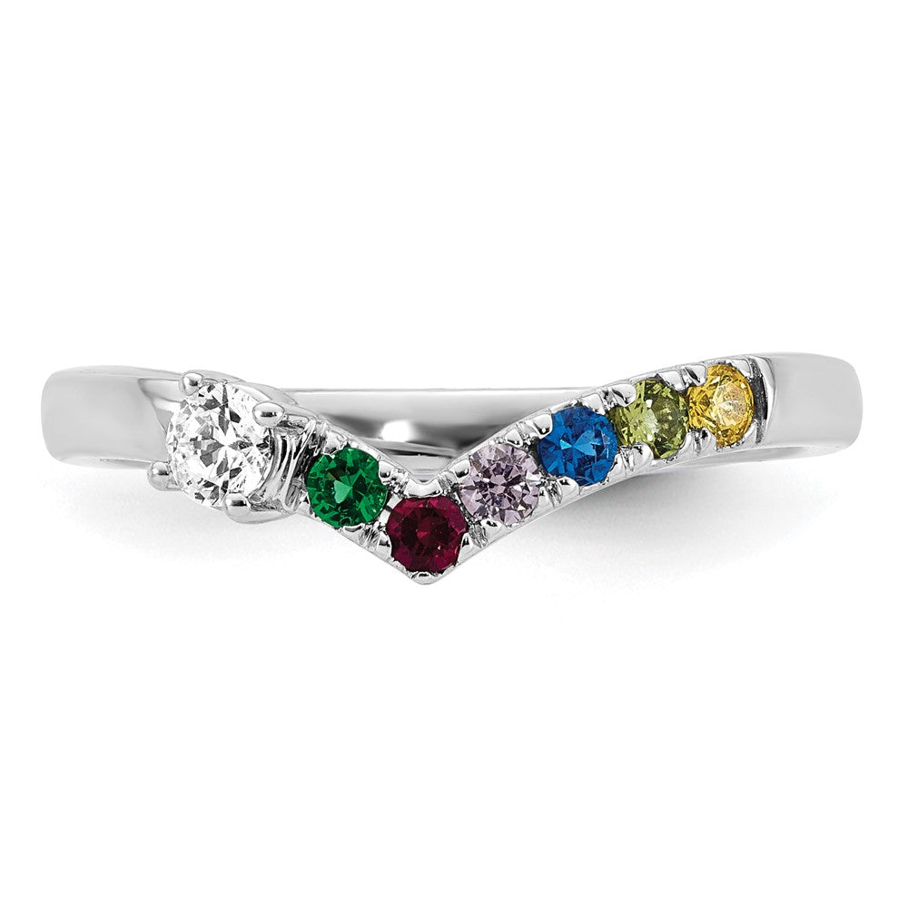 14k White Gold 6 Genuine Birthstone with Diamond Mother's Ring