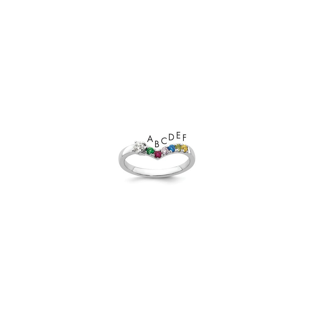 14k White Gold 6 Synthetic Birthstone with Diamond Mother's Ring