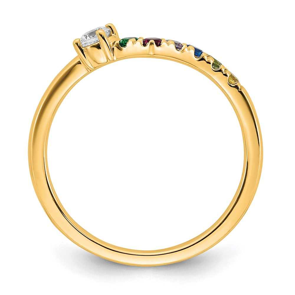 14k 6 Genuine Birthstone with Diamond Mother's Ring