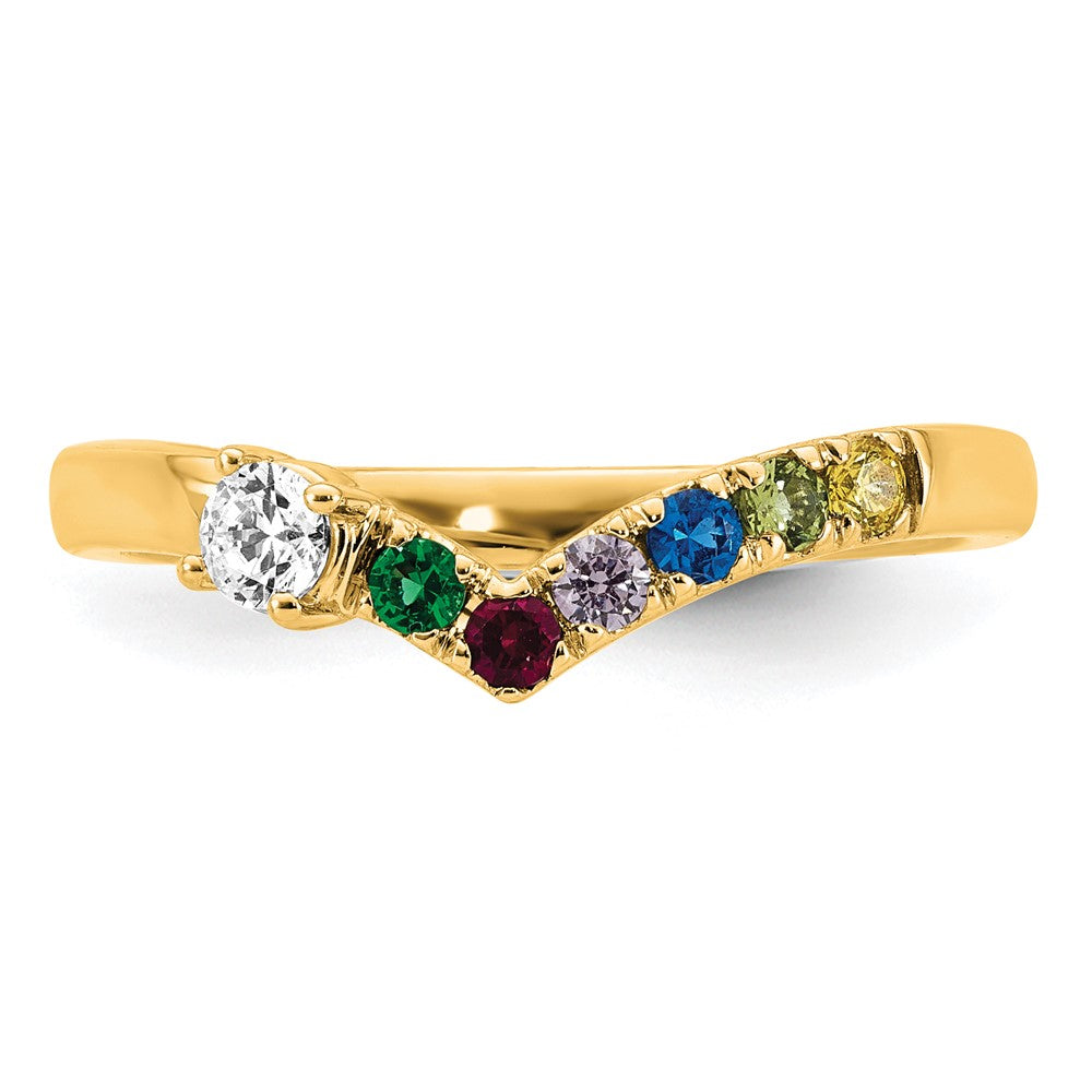 14k 6 Birthstone with Diamond Mother's Ring Mounting