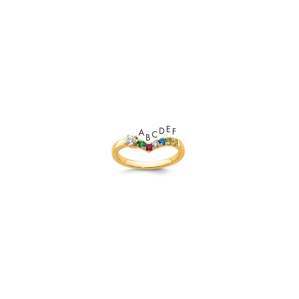 14k 6 Birthstone with Diamond Mother's Ring Mounting