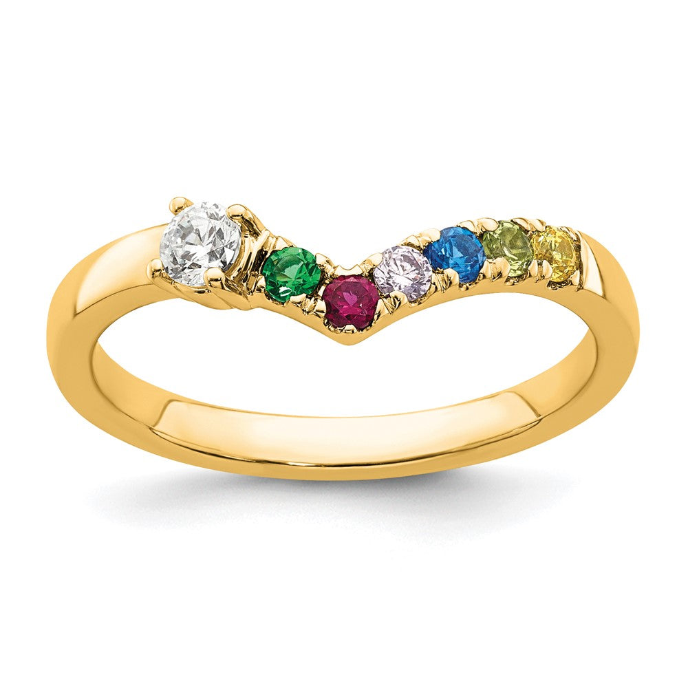 14k 6 Birthstone with Diamond Mother's Ring Mounting