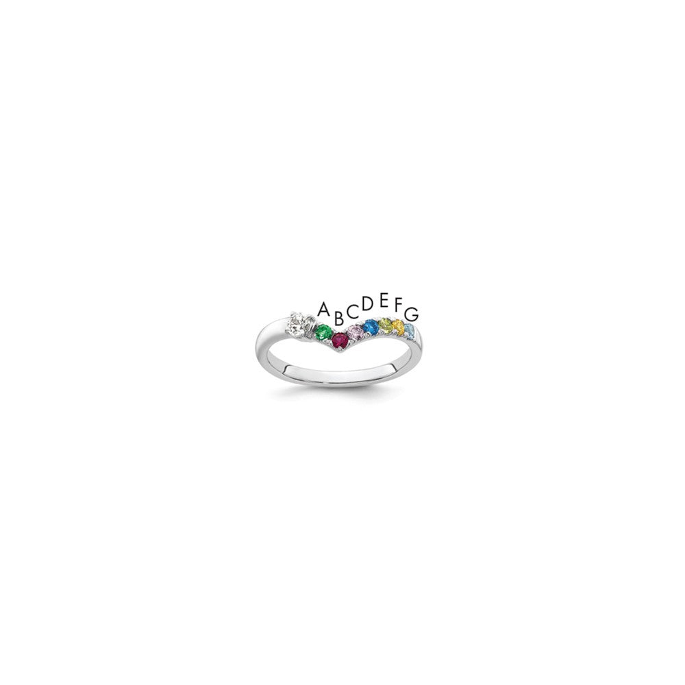 14k WG 7 Birthstone with Diamond with Mother's Ring Mounting