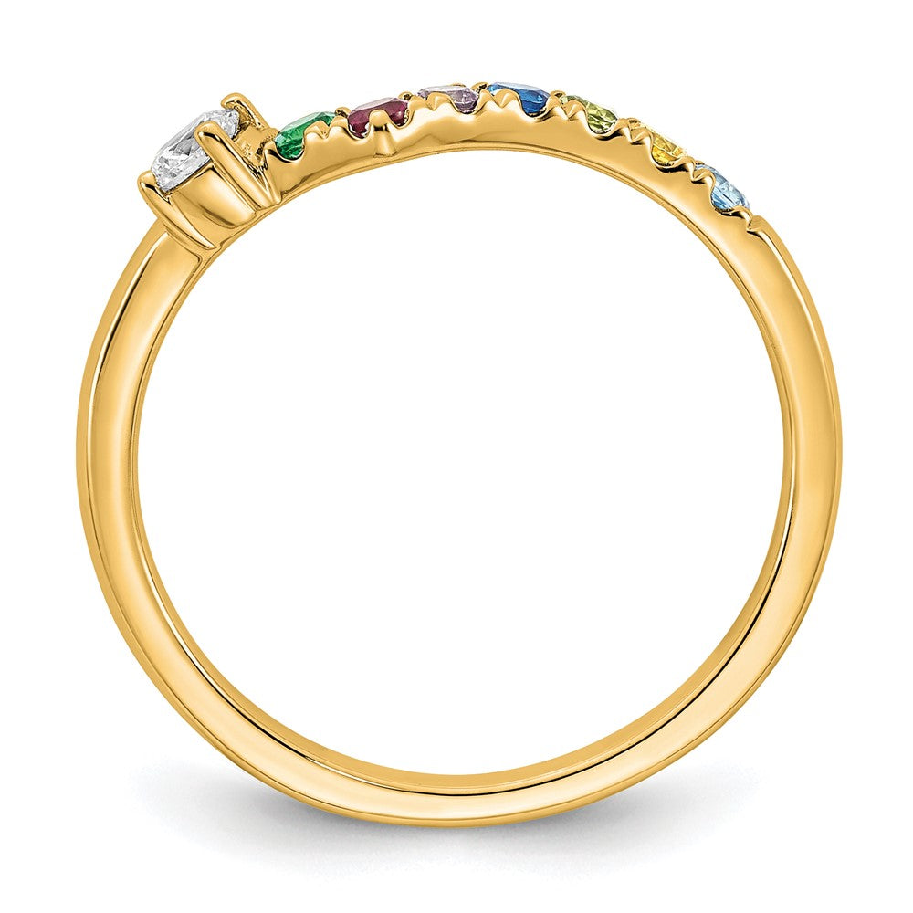 14k 7 Birthstone with Diamond Mother's Ring Mounting