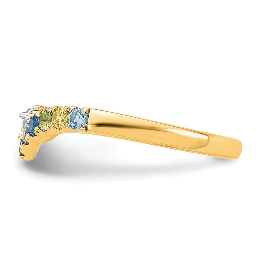 14k 7 Synthetic Birthstone with Diamond Mother's Ring