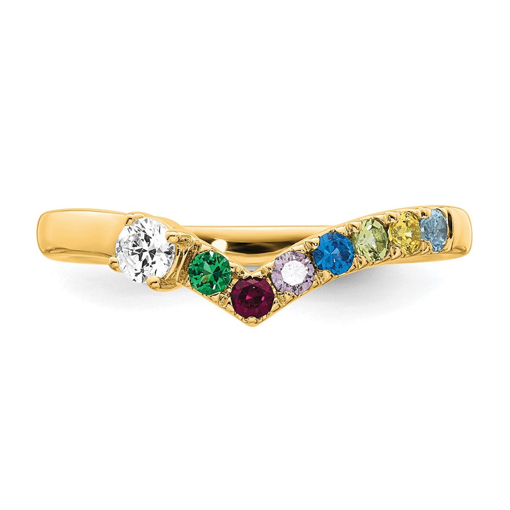 14k 7 Birthstone with Diamond Mother's Ring Mounting