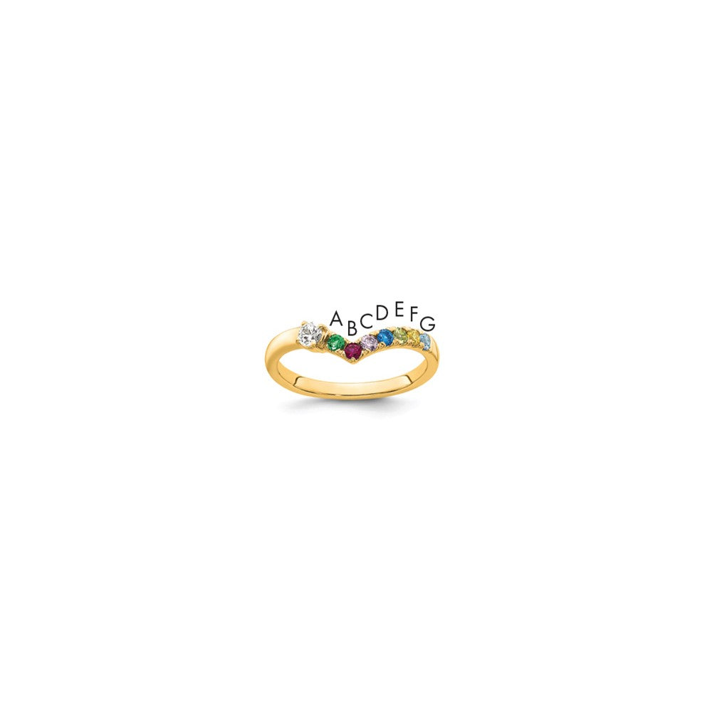 14k 7 Birthstone with Diamond Mother's Ring Mounting