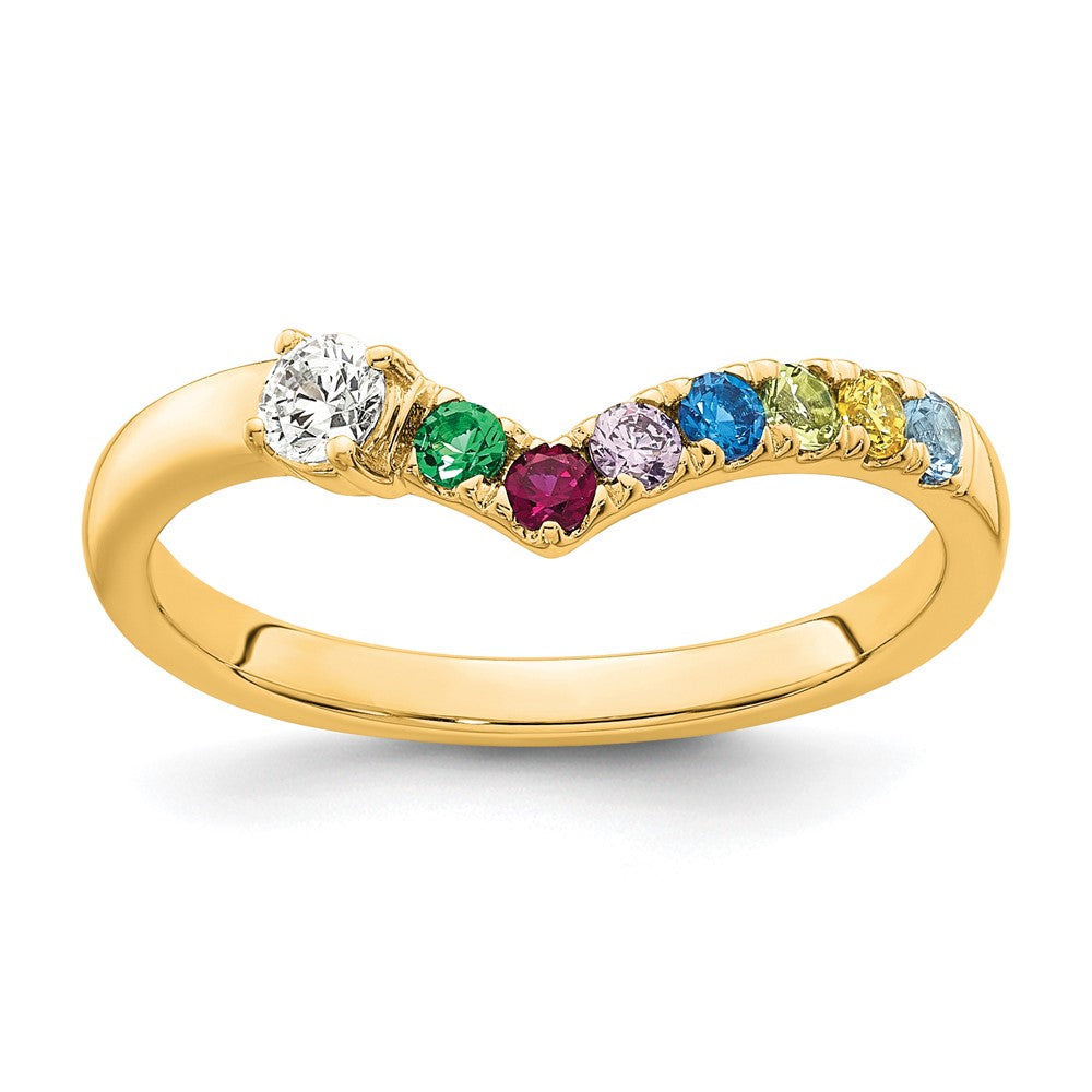 14k 7 Birthstone with Diamond Mother's Ring Mounting