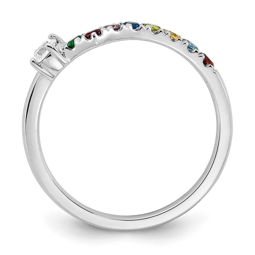 14k White Gold 8 Genuine Birthstone with Diamond Mother's Ring