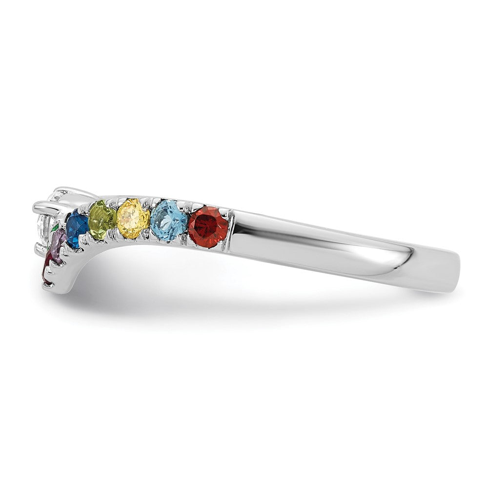 14k White Gold 8 Synthetic Birthstone with Diamond Mother's Ring