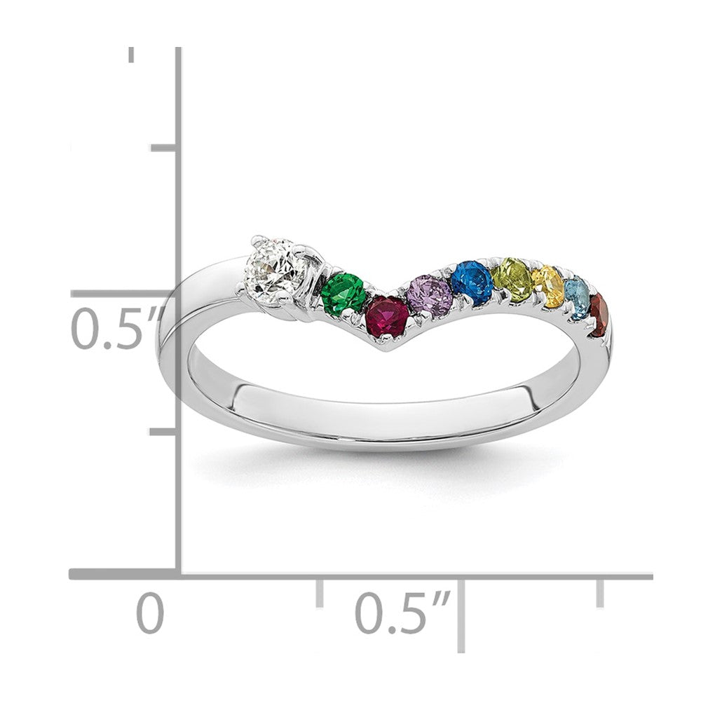 14k White Gold 8 Genuine Birthstone with Diamond Mother's Ring