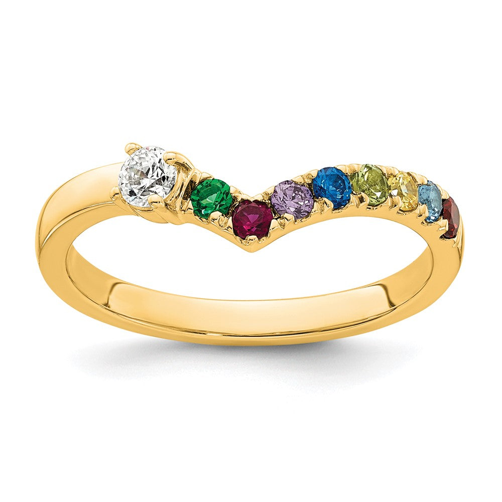 14k 8 Synthetic Birthstone with Diamond Mother's Ring