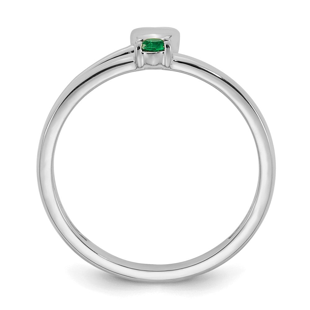 14k White Gold Heart with 1 Birthstone Mother's Ring Mounting