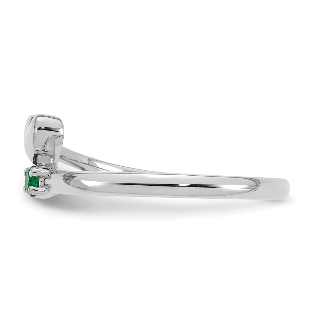 14k White Gold Heart with 1 Synthetic Birthstone Mother's Ring