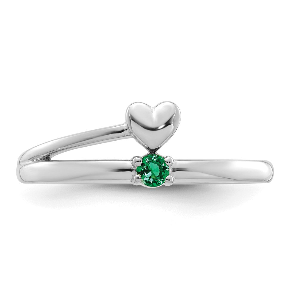 14k White Gold Heart with 1 Birthstone Mother's Ring Mounting