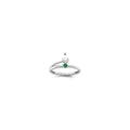 14k White Gold Heart with 1 Synthetic Birthstone Mother's Ring