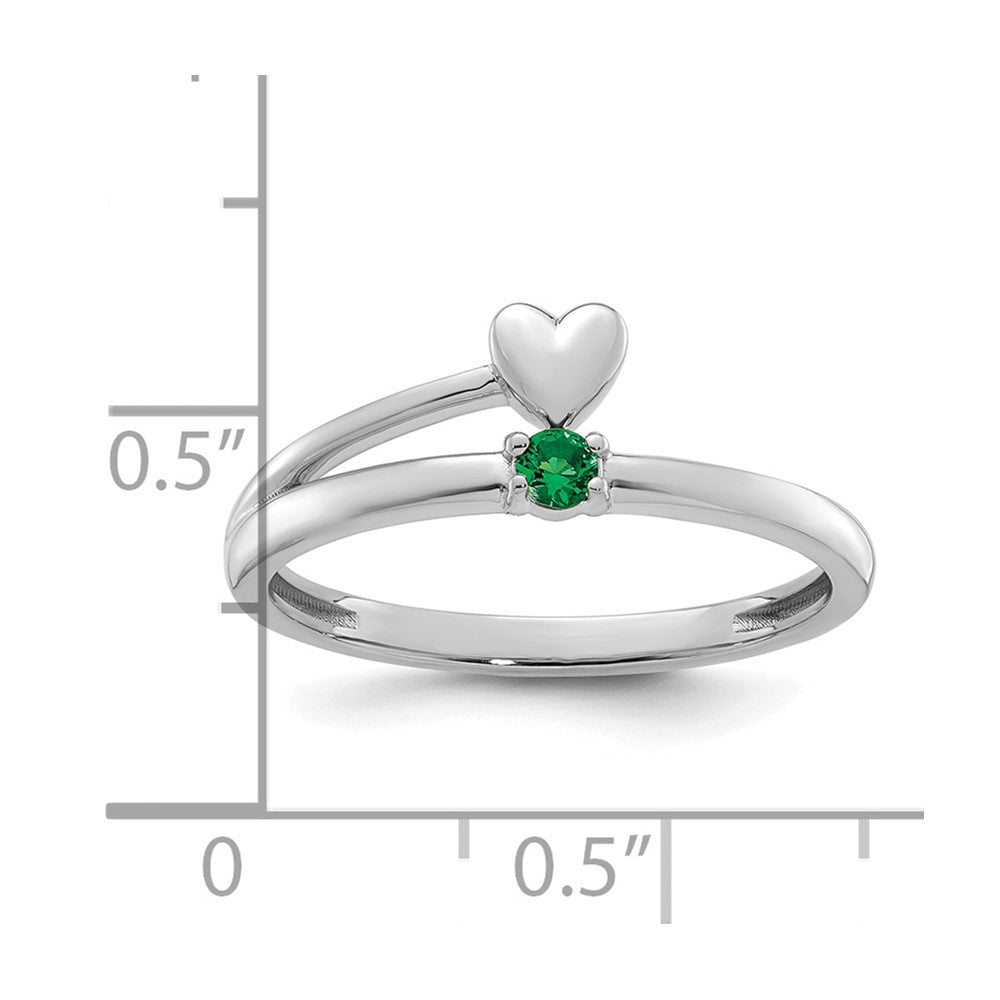 14k White Gold Heart with 1 Synthetic Birthstone Mother's Ring
