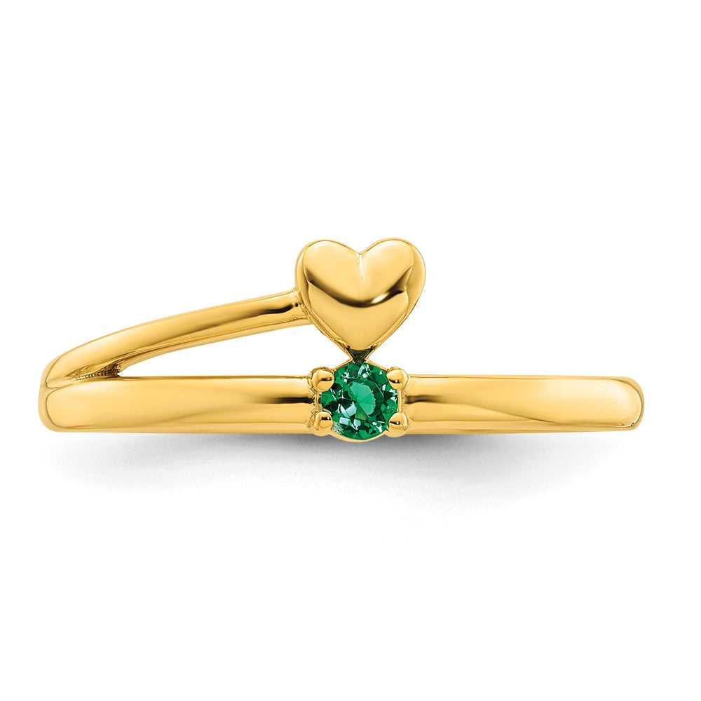 14k Heart with 1 Genuine Birthstone Mother's Ring