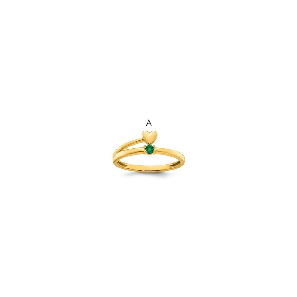14k Heart with 1 Birthstone Mother's Ring Mounting