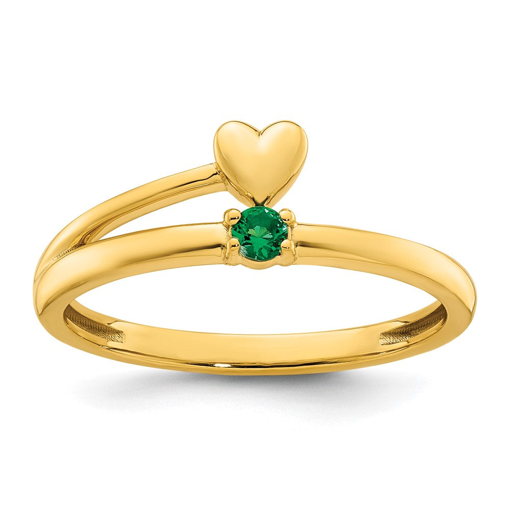 14k Heart with 1 Genuine Birthstone Mother's Ring