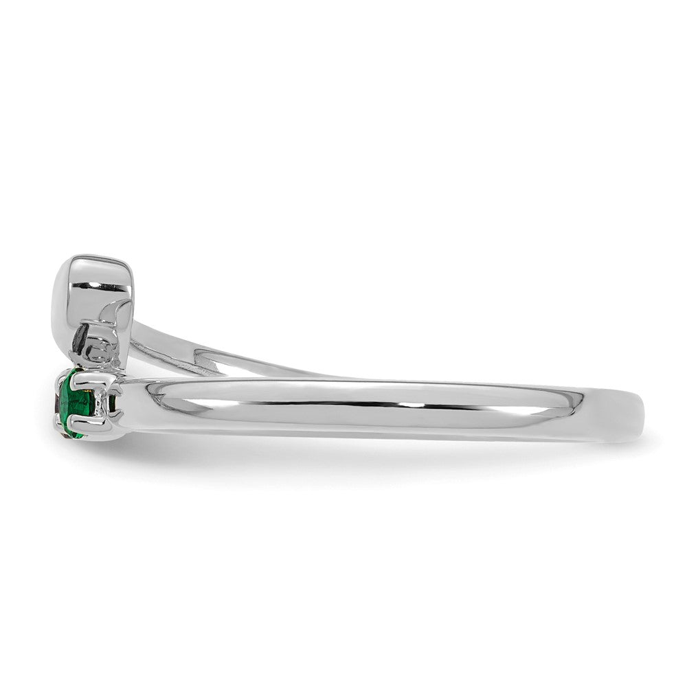 14k White Gold Heart with 2 Birthstone Mother's Ring Mounting