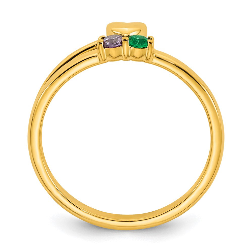 14k Heart with 2 Genuine Birthstone Mother's Ring