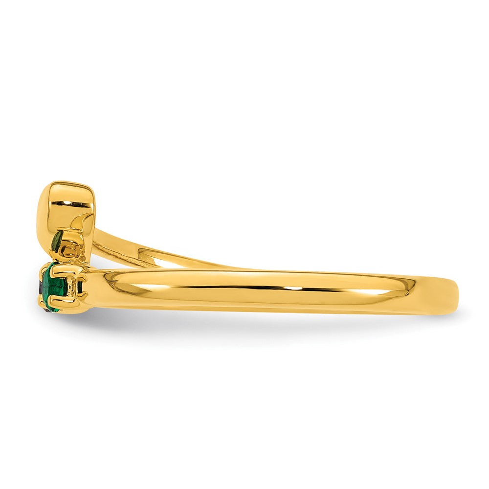 14k Heart with 2 Synthetic Birthstone Mother's Ring