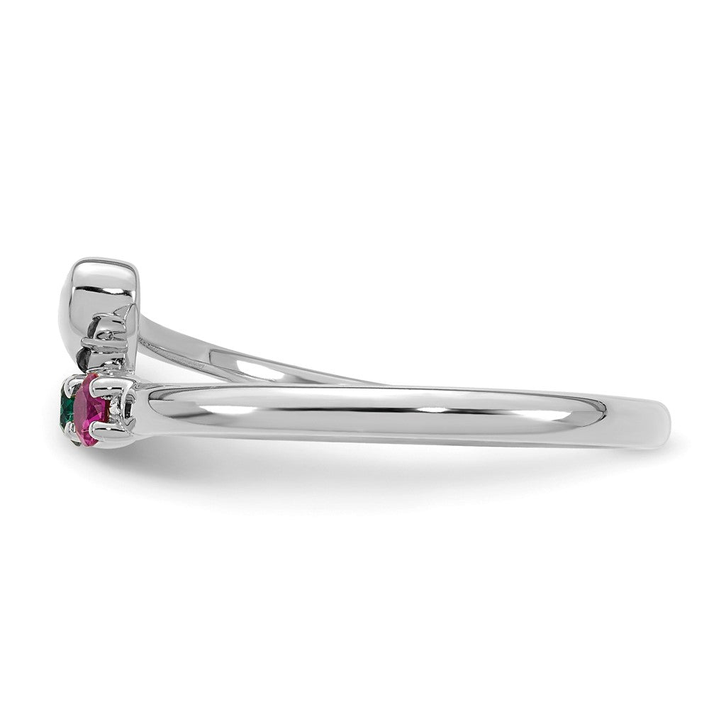 14k White Gold Heart with 3 Birthstone Mother's Ring Mounting
