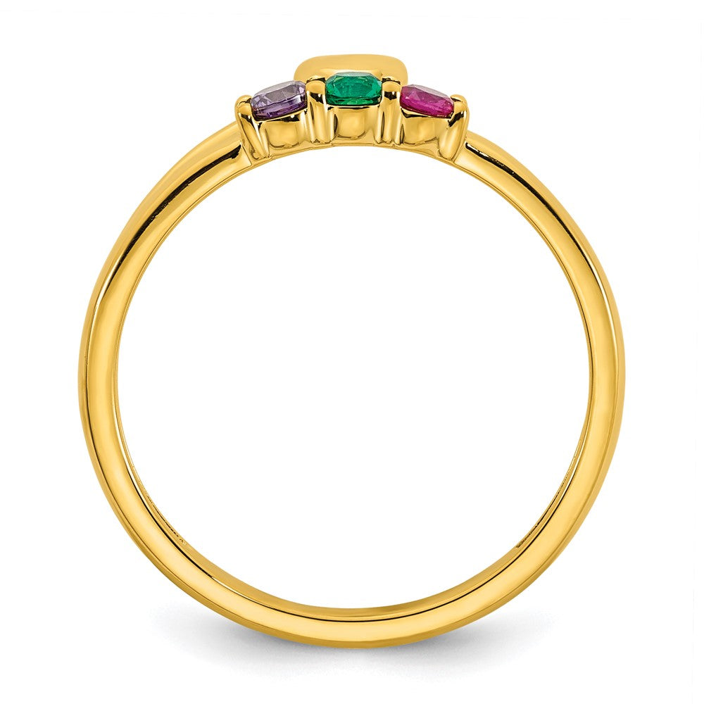 14k Heart with 3 Birthstone Mother's Ring Mounting