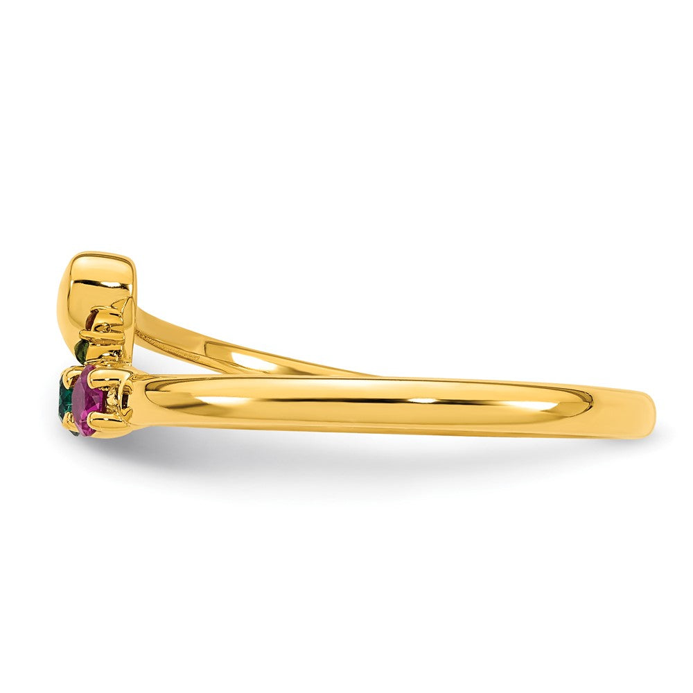14k Heart with 3 Synthetic Birthstone Mother's Ring