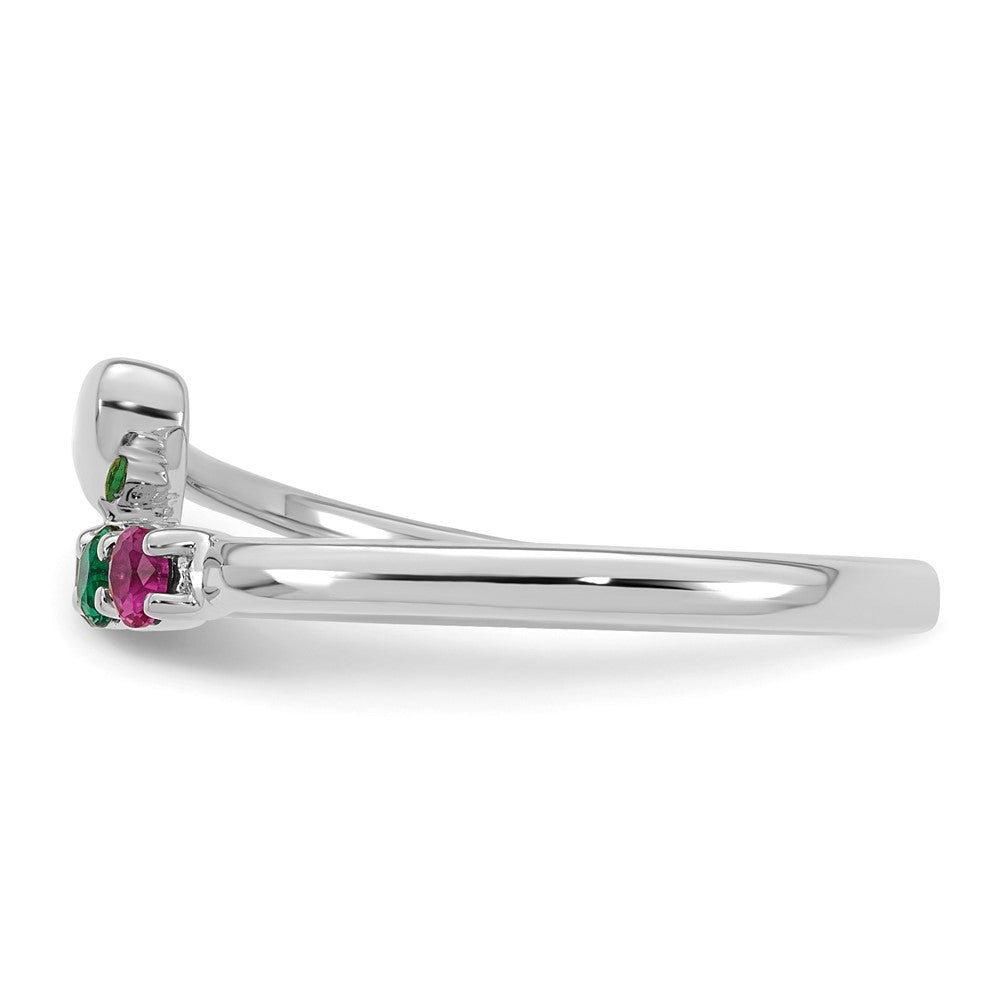 14k White Gold Heart with 4 Genuine Birthstone Mother's Ring
