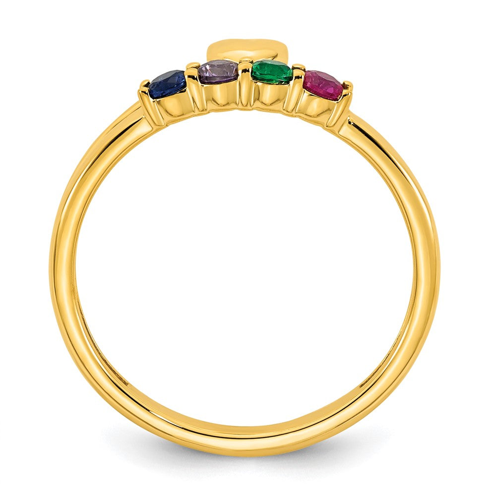 14k Heart with 4 Synthetic Birthstone Mother's Ring