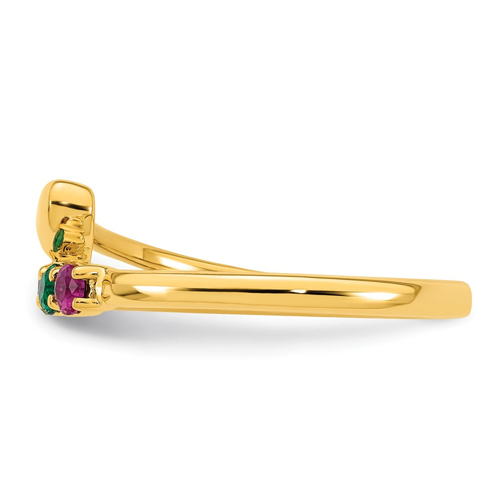 14k Heart with 4 Synthetic Birthstone Mother's Ring