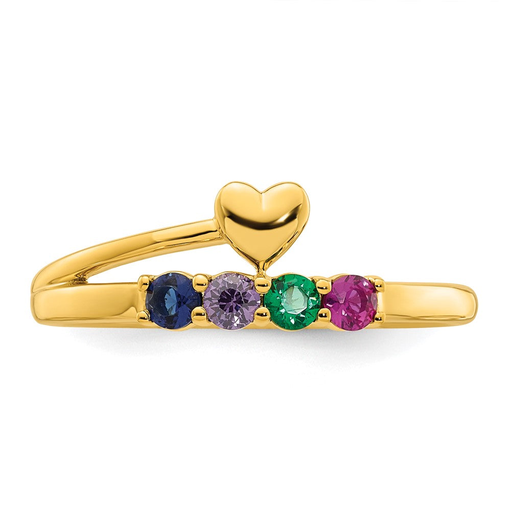 14k Heart with 4 Synthetic Birthstone Mother's Ring
