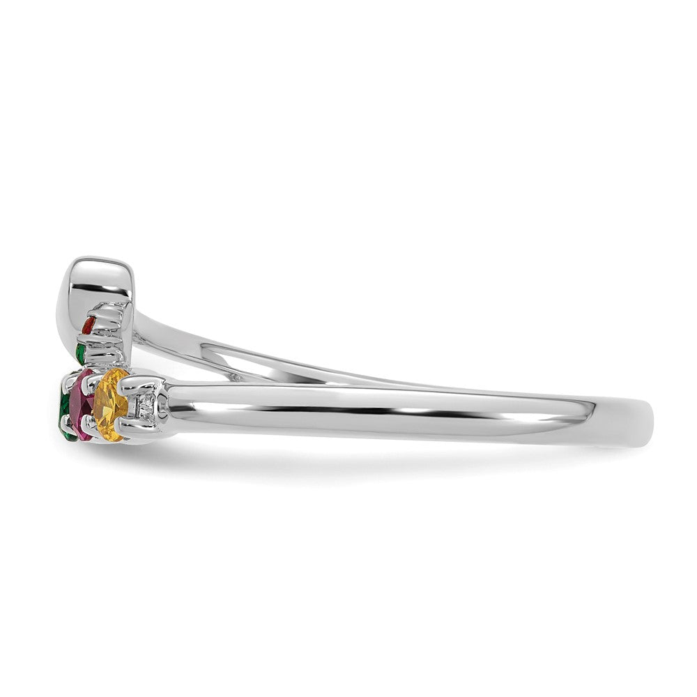 14k White Gold Heart with 5 Genuine Birthstone Mother's Ring