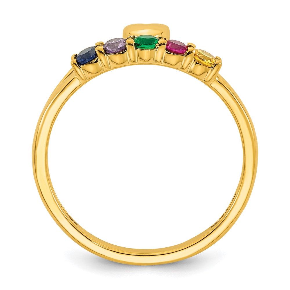 14k Heart with 5 Synthetic Birthstone Mother's Ring